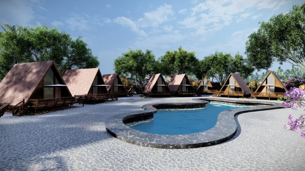 resort cottages with swimming pool