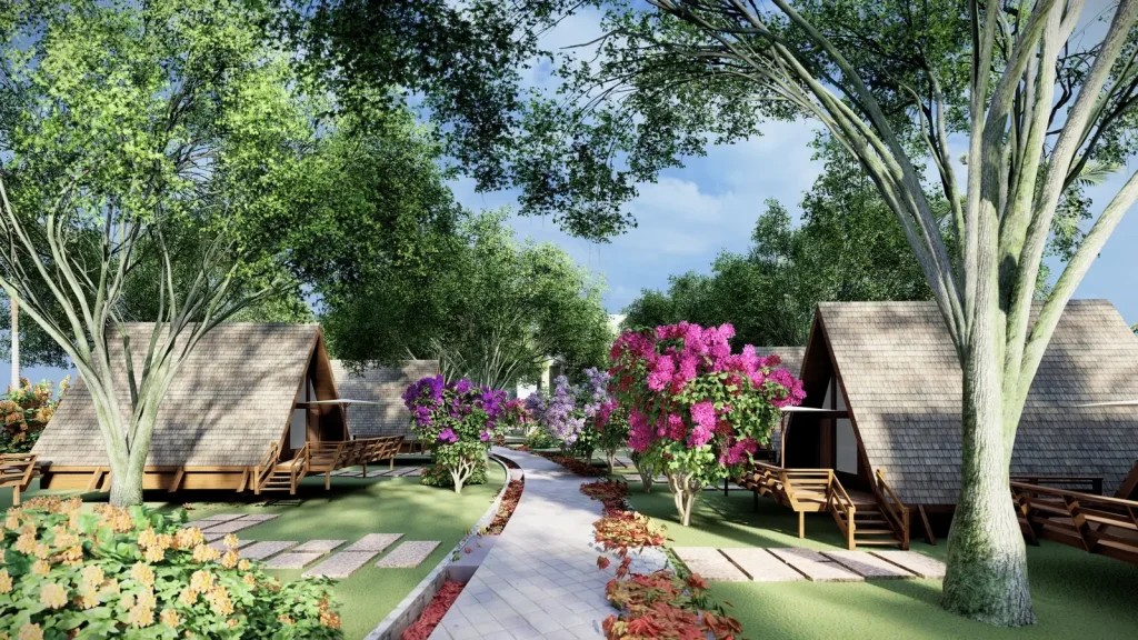 resort cottages with swimming pool